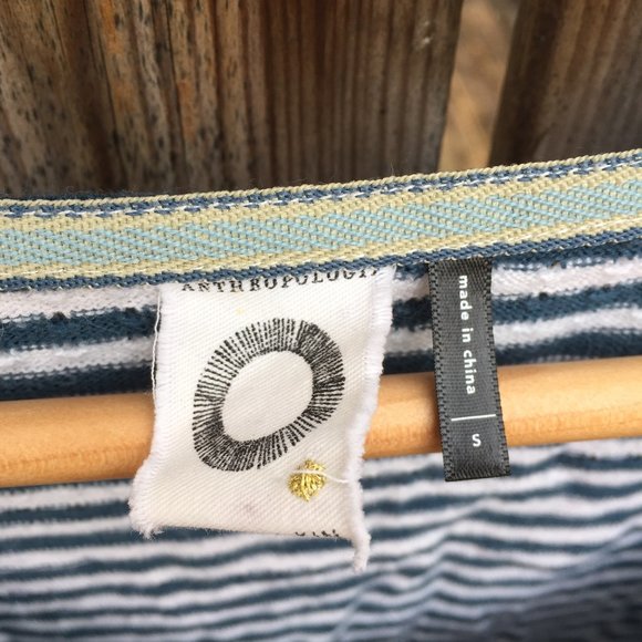 Akemi + Kin (Anthro) Sylvie Pointelle blue white striped top - size S - Picture 3 of 8